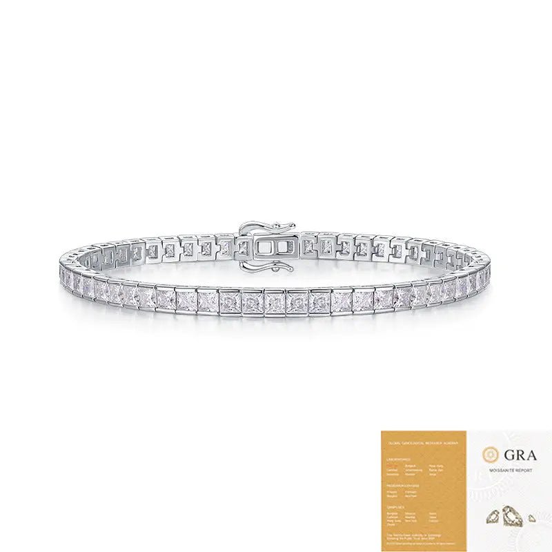 Bracciale Moissanite Certificata S925 - Eleganza Geometrica | Gioielli Perfetti - gioielliperfetti.it