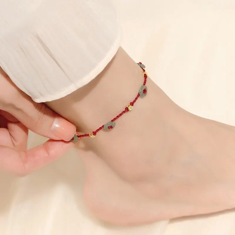 Cavigliera Bracciale Versatile con Perle e Cordino Rosso Intrecciato | Gioielli Perfetti - gioielliperfetti.it