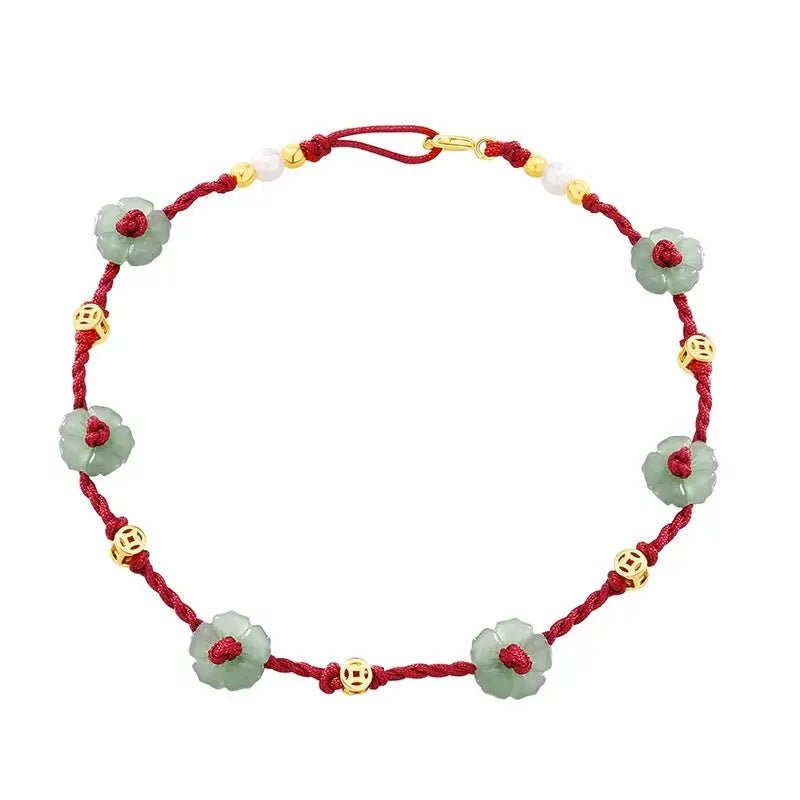 Cavigliera Bracciale Versatile con Perle e Cordino Rosso Intrecciato | Gioielli Perfetti - gioielliperfetti.it