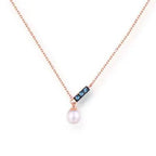 Collana Pendente Oro Rosa 14K con Perle d'Acqua Dolce e Zirconi London Blue - Eleganza Raffinata | Gioielli Perfetti - gioielliperfetti.it