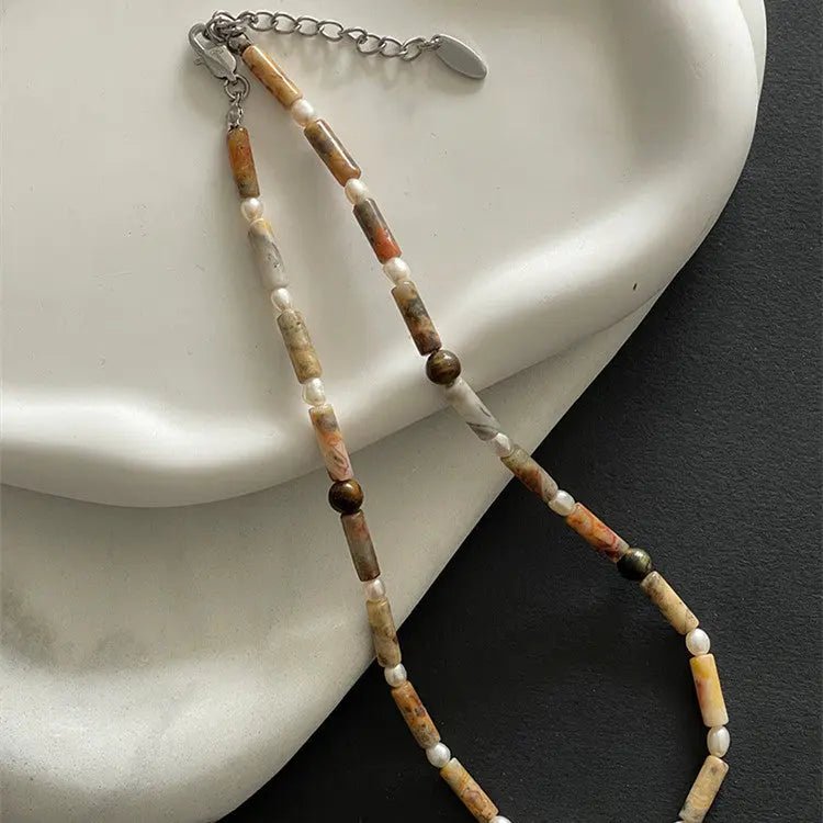 Collana Raffinata con Perle d'Acqua Dolce e Occhio di Tigre | Gioielli Perfetti - gioielliperfetti.it