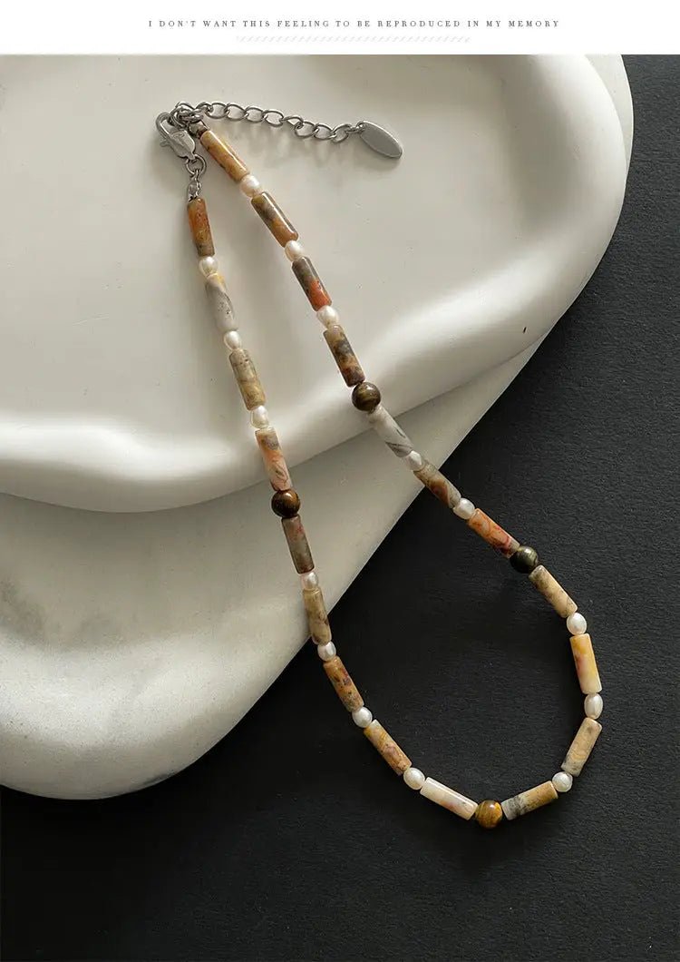 Collana Raffinata con Perle d'Acqua Dolce e Occhio di Tigre | Gioielli Perfetti - gioielliperfetti.it