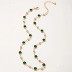 Collana Corta Zircone Verde e Cristalli Retrò - Splendore Raffinato | Gioielli Perfetti - gioielliperfetti.it