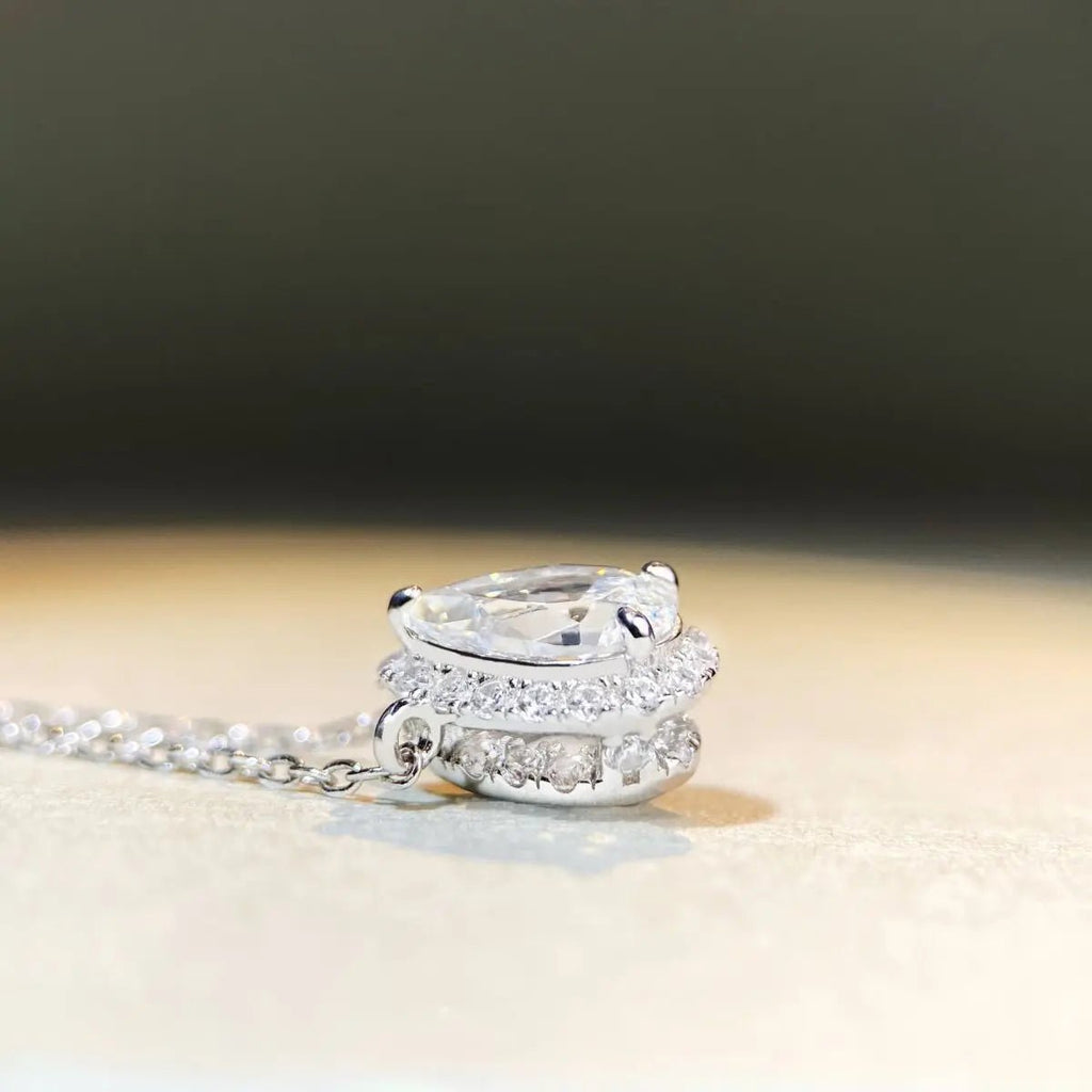 Collana Goccia Argento 925 - Moissanite & Diamante | Gioielli Perfetti - gioielliperfetti.it