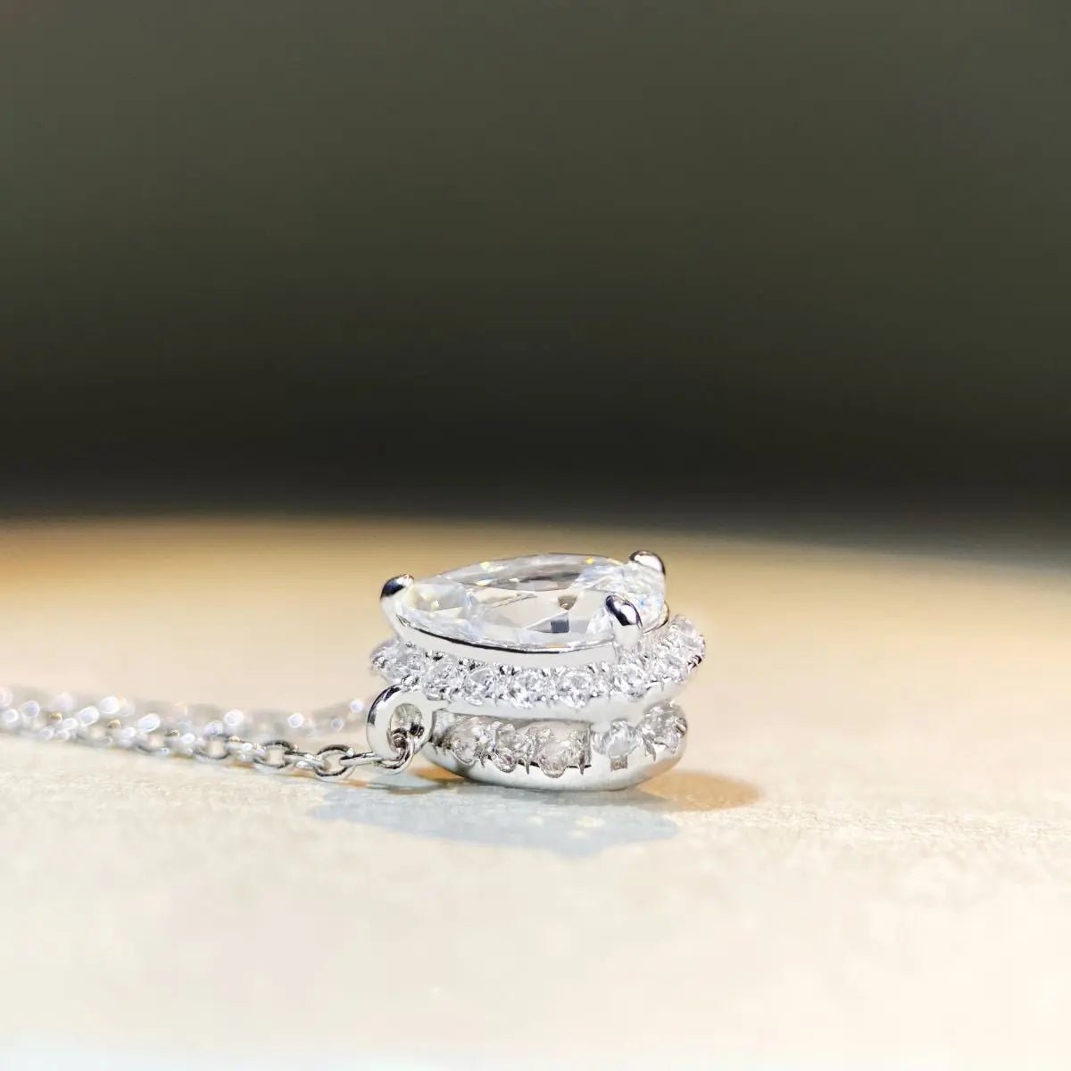 Collana Goccia Argento 925 - Moissanite & Diamante | Gioielli Perfetti - gioielliperfetti.it