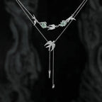 Collana Uccello Volante in Fluorite Naturale - Argento 925 Placcato Oro Bianco | Gioielli Perfetti - gioielliperfetti.it