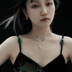 Collana Uccello Volante in Fluorite Naturale - Argento 925 Placcato Oro Bianco | Gioielli Perfetti - gioielliperfetti.it