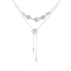 Collana Uccello Volante in Fluorite Naturale - Argento 925 Placcato Oro Bianco | Gioielli Perfetti - gioielliperfetti.it