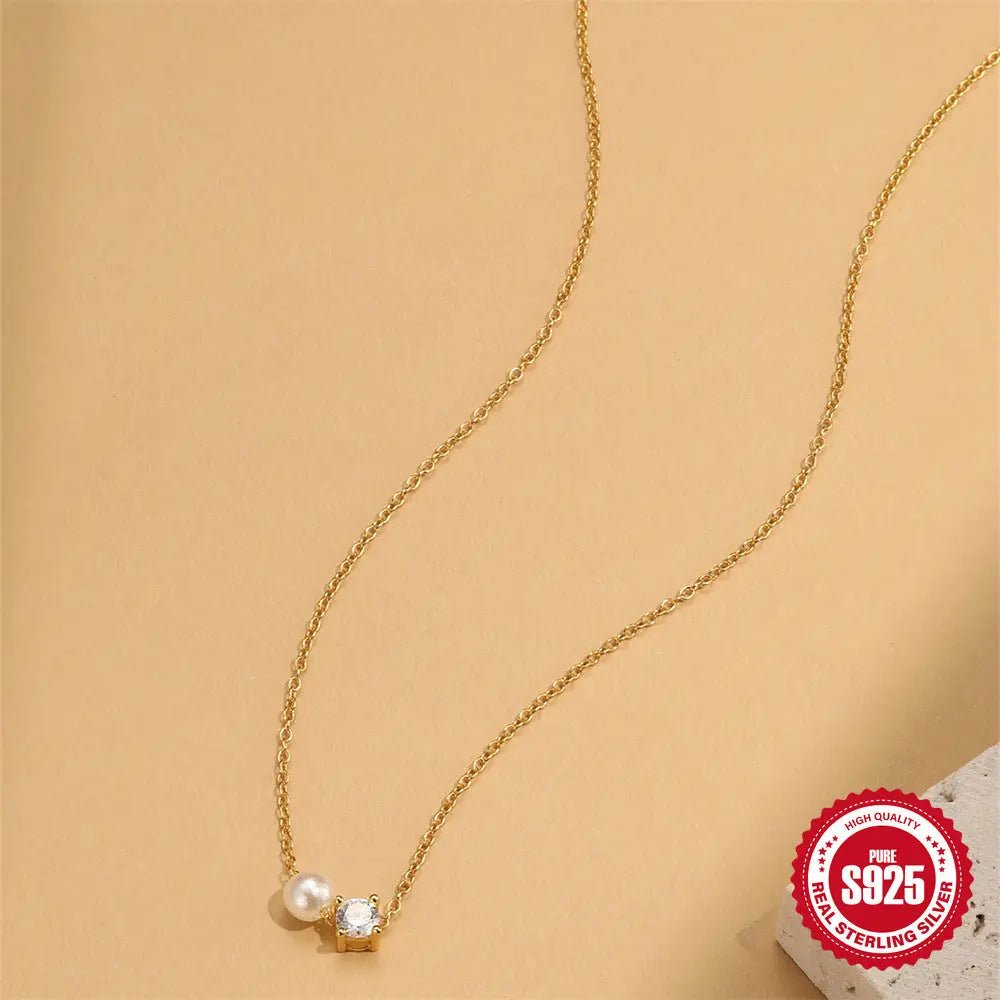 Collana Raffinata Oro 925 con Perla e Design Geometrico Coreano | Gioielli Perfetti - gioielliperfetti.it
