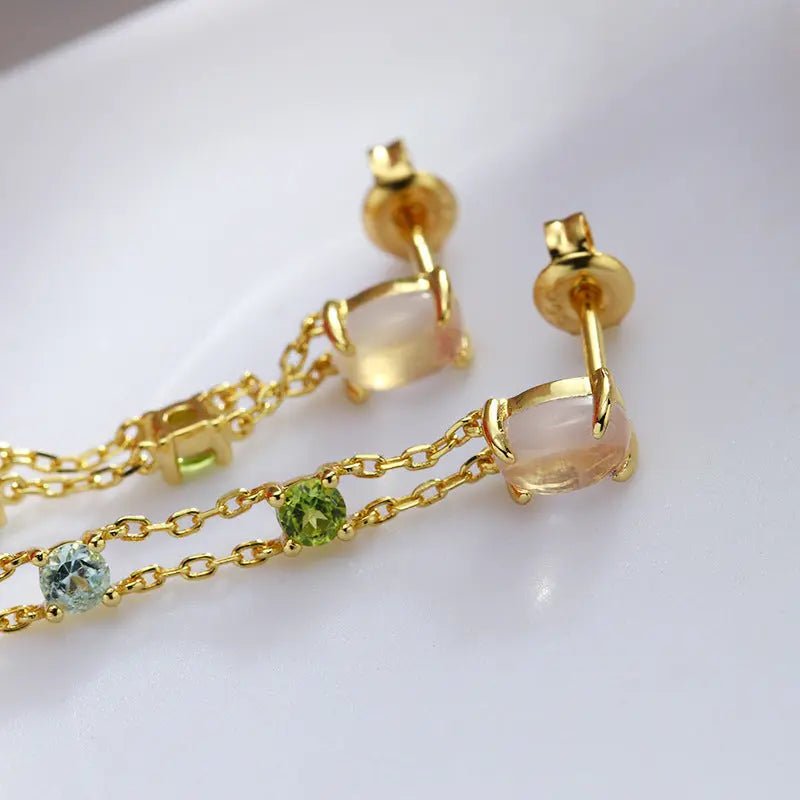 Orecchini Pendenti a Goccia in Argento 925 con Cristallo Naturale e Nappine | Gioielli Perfetti - gioielliperfetti.it