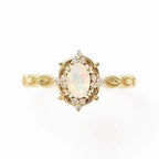 Anello Vintage Opale Naturale - Argento 925 Placcato Oro 10K | GioielliPerfetti - gioielliperfetti.it