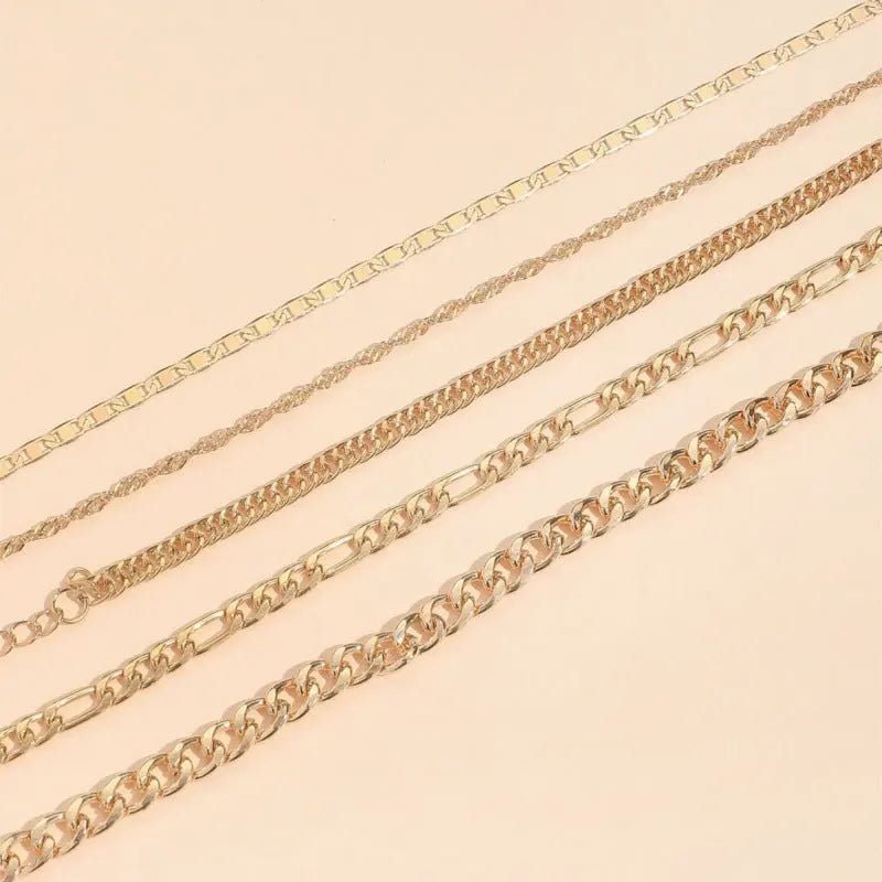 Cavigliera Retrò a Catena Serpente - Set 5 Pezzi | GioielliPerfetti - gioielliperfetti.it