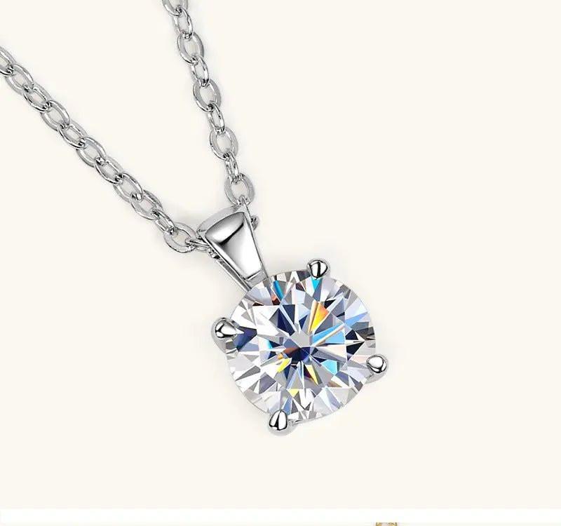 Collana Eleganza Eterna in argento 925 con pendente rotondo in Moissanite, gioielli donna