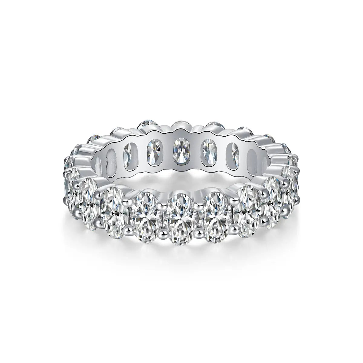 Luo Shen - A Wedding Ring Set With Top-quality Egg-shaped Moissanite S925 Silver And Platinum-plated Diamond. The Ring Can Be Inspected With A Diamond Pen gioielliperfetti.it