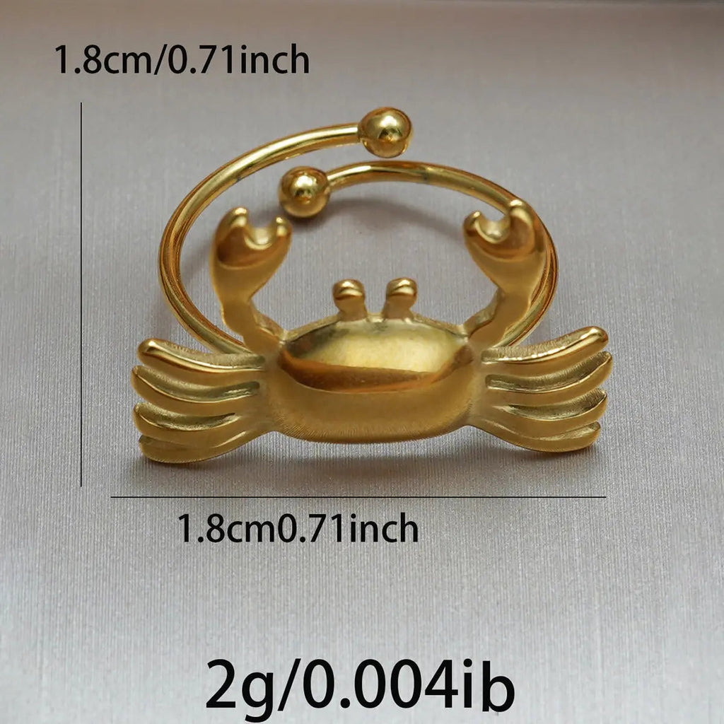Lxalry 18K Gold Plated Stainless Steel Crab Design Mirror Polish Ring  Hypoallergenic Skin Safe Jewelry With Sphere Accents  Handmade Luxury Gift  Decorative Sculpture For Bold Fashion gioielliperfetti.it