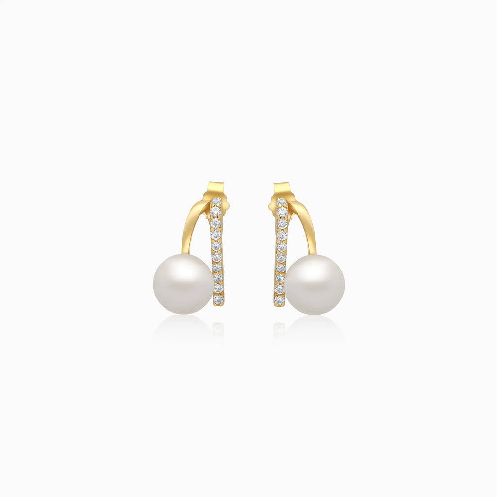 Danah Yellow Gold Earrings 18 Karat With Pearls And Zircon Stones gioielliperfetti.it