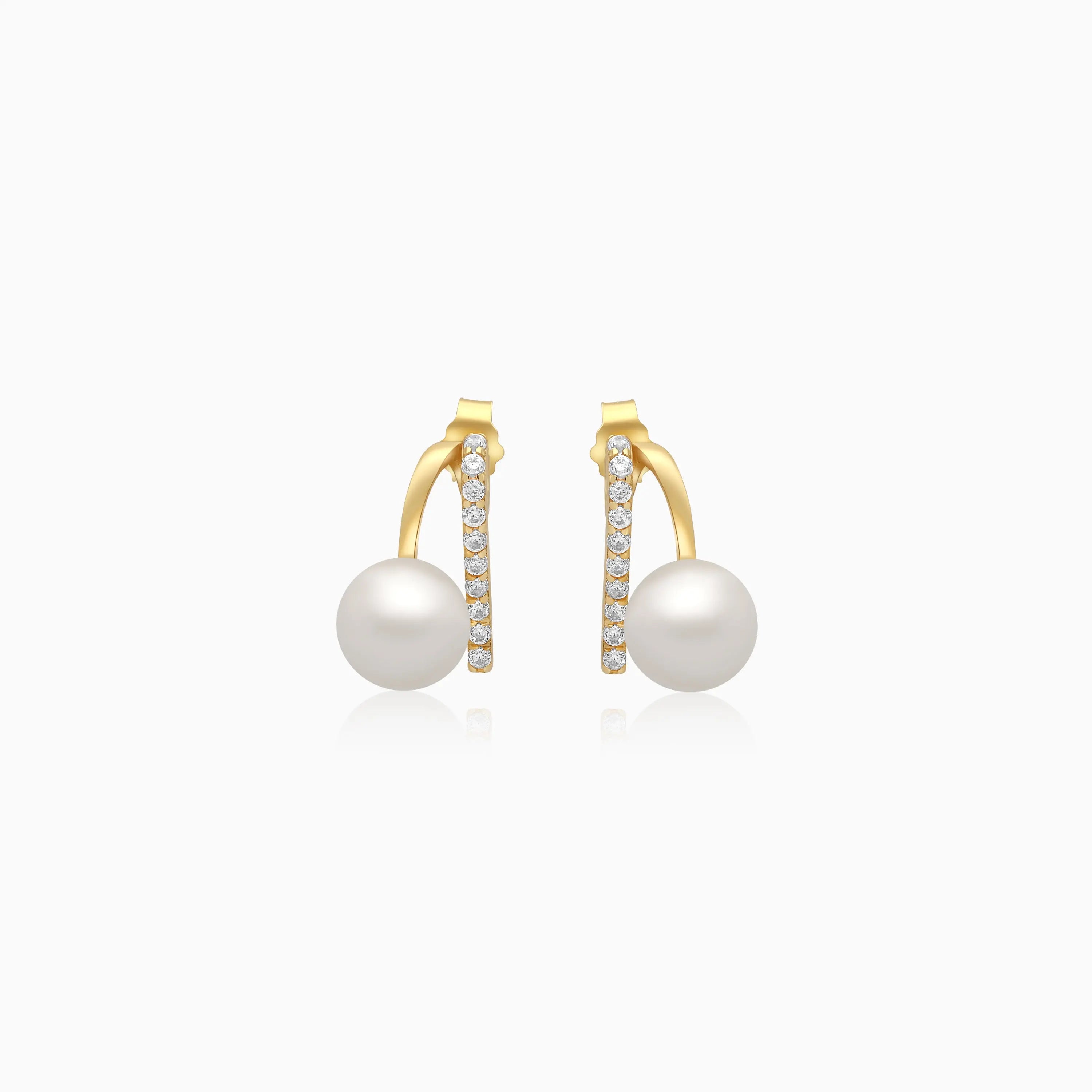 Danah Yellow Gold Earrings 18 Karat With Pearls And Zircon Stones gioielliperfetti.it