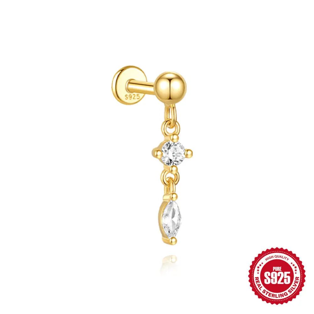 Orecchini a Goccia Spirale Piatta in Argento S925 Placcato Oro - Eleganza Versatile | GioielliPerfetti - gioielliperfetti.it