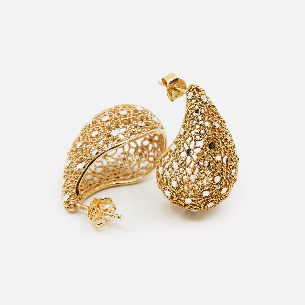 Orecchini a Goccia "Power Drop" in Argento 925 Placcato Oro 18k - Eleganza Artigianale Italiana | Mina Mina - gioielliperfetti.it