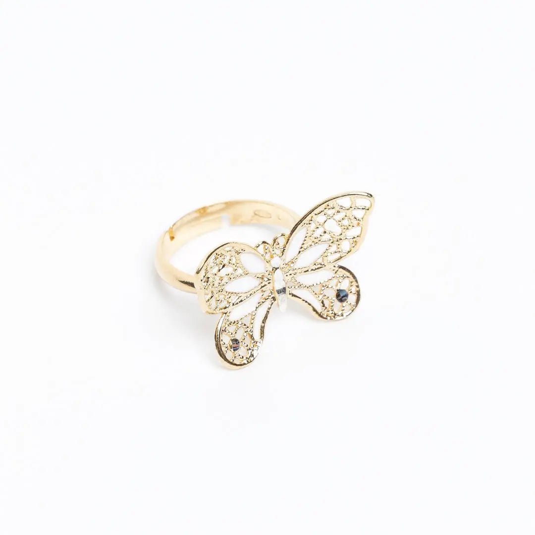 Anello Farfalla MINA MINA Regolabile - Argento 925 Placcato Oro 18k | Gioiello Artigianale Italiano - gioielliperfetti.it