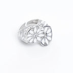 Anello Doppio Cuore Gioielli Perfetti, argento 925 rodiato, smalto bianco, motivo traforato, artigianale Arezzo