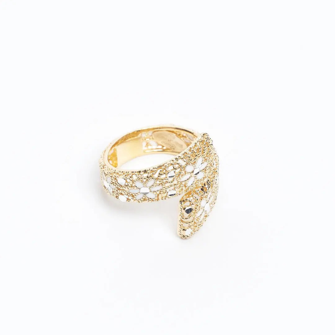 Anello regolabile Drama Baby oro 18k e argento 925, smaltato a mano bianco, artigianale.