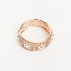 Anello Mood Ring 2.0 argento 925 dorato, design floreale artigianale italiano con smalto bianco e trafori.