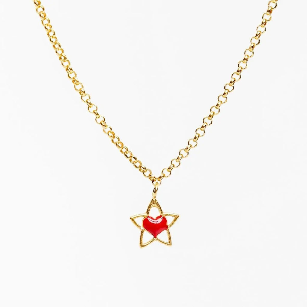 Collana Argento 925 Rodiato Cuore & Stella "No Cap Charm" - Gioiello Artigianale Italiano | gioielliperfetti.it - gioielliperfetti.it