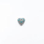 Orecchino singolo Mini Drama a cuore in argento 925 placcato oro con smalto turchese, gioiello artigianale italiano