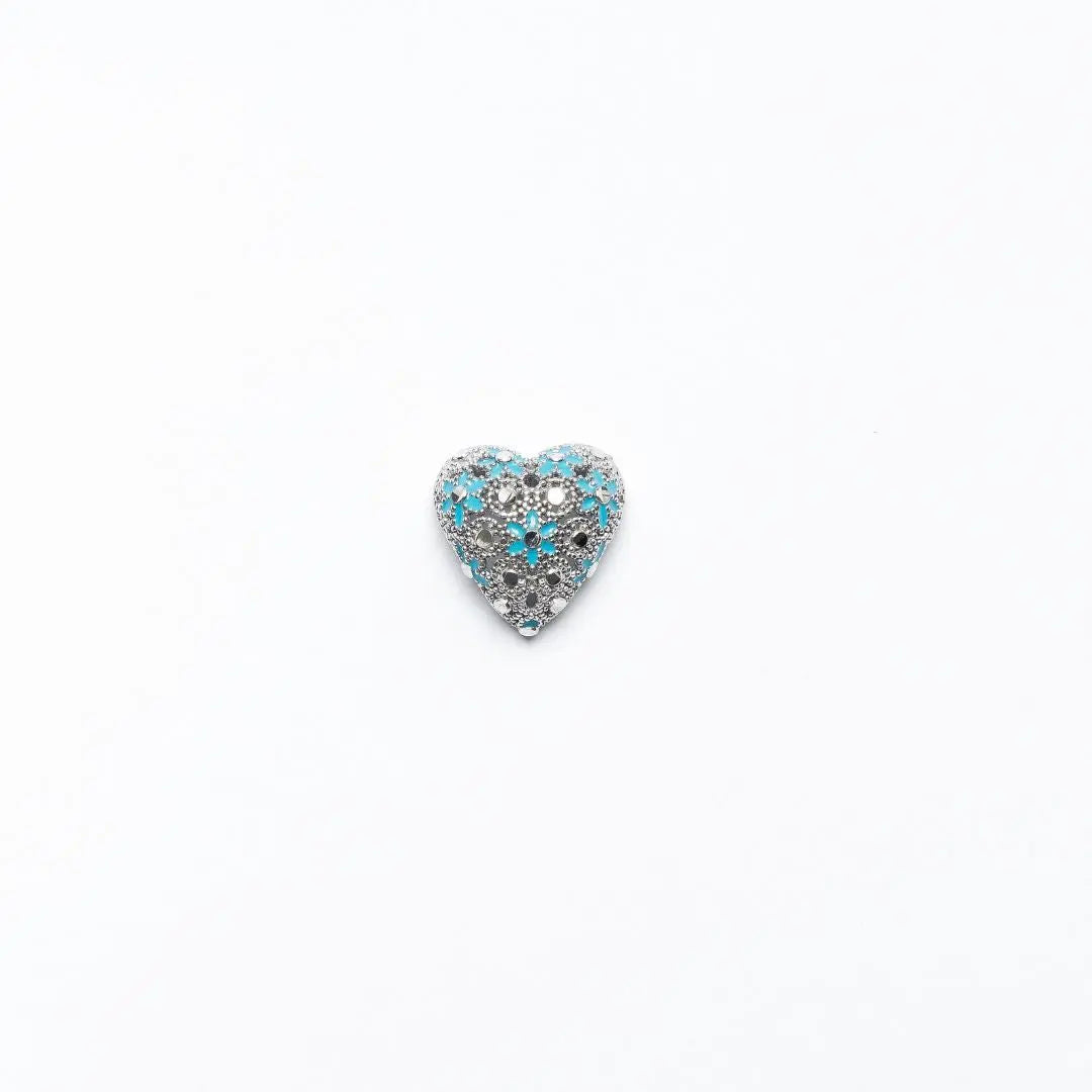 Orecchino singolo Mini Drama a cuore in argento 925 placcato oro con smalto turchese, gioiello artigianale italiano