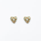 Coppia di orecchini a cuore Mini Drama MINA MINA, argento 925 placcato oro 18k, smalto azzurro e dettagli specchiati.