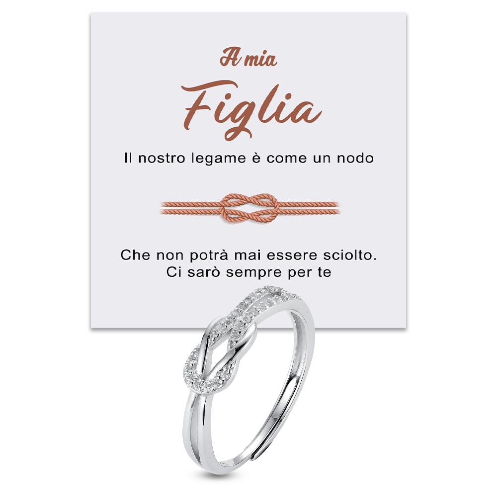 💝 Anello Nodo Argento 925 A Mia Figlia ✨ Regalo Speciale Donna - gioielliperfetti.it
