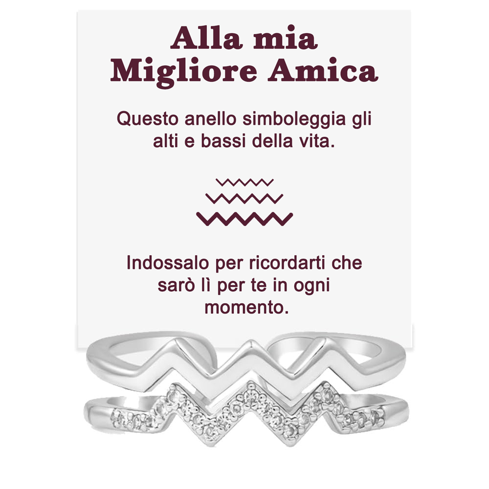💝 Anello regalo migliore amica argento 925 - Alti e Bassi ✨ Regalo Speciale - gioielliperfetti.it