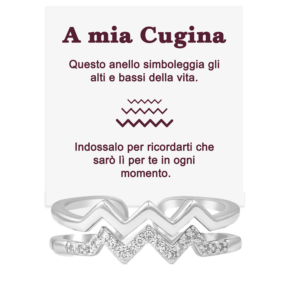 💝 Anello Argento 925 A Mia Cugina - Alti e Bassi ✨ Regalo Speciale - gioielliperfetti.it