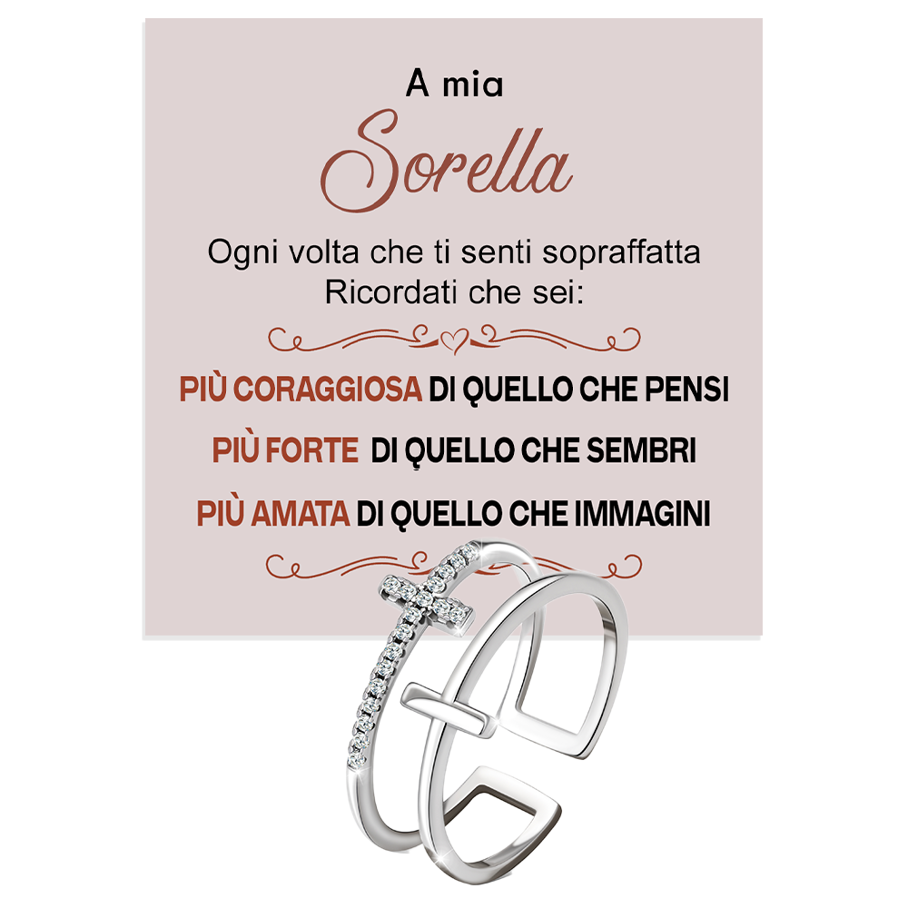 💝 Anello Donna Argento 925 Per Mia Sorella - Croce ✨ Regalo Speciale - gioielliperfetti.it