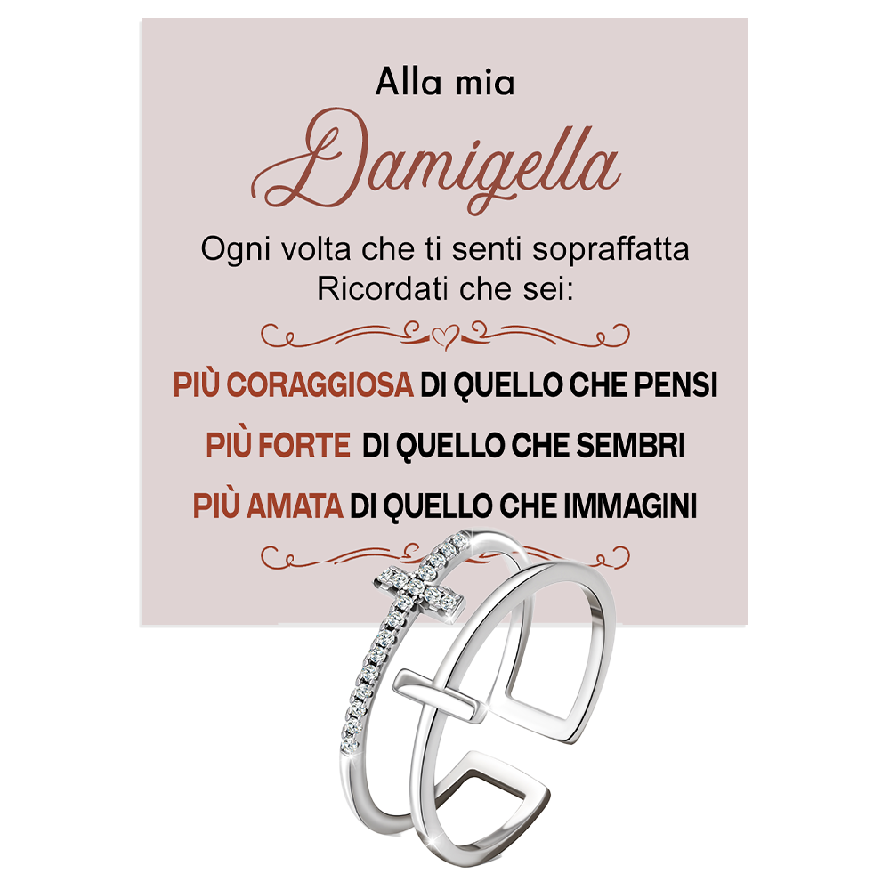 💝 Anello Donna Argento 925 Per la Damigella - Croce ✨ Regalo Matrimonio - gioielliperfetti.it