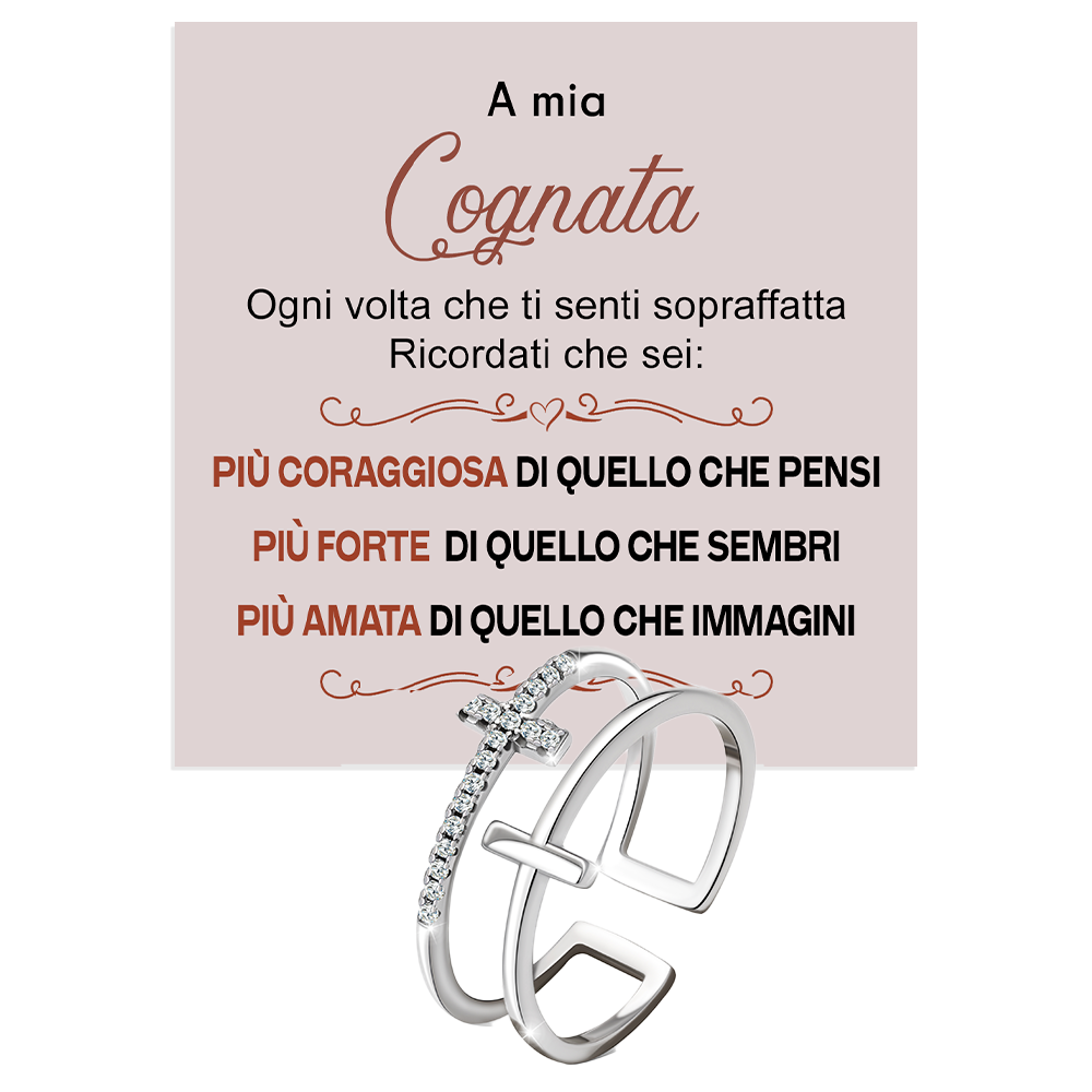 💝 Anello Donna Argento 925 Per Mia Cognata - Croce ✨ Regalo Speciale - gioielliperfetti.it