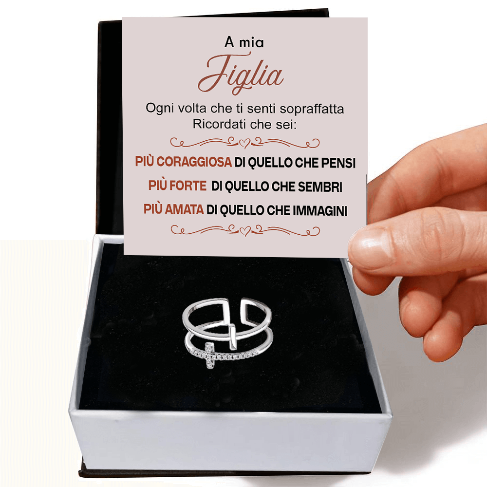 💝 Anello Donna Argento 925 Per Mia Figlia - Croce ✨ Regalo Speciale - gioielliperfetti.it