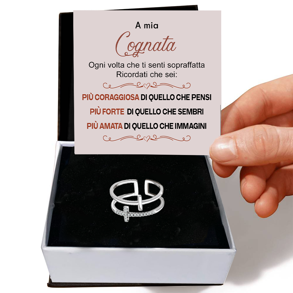💝 Anello Donna Argento 925 Per Mia Cognata - Croce ✨ Regalo Speciale - gioielliperfetti.it
